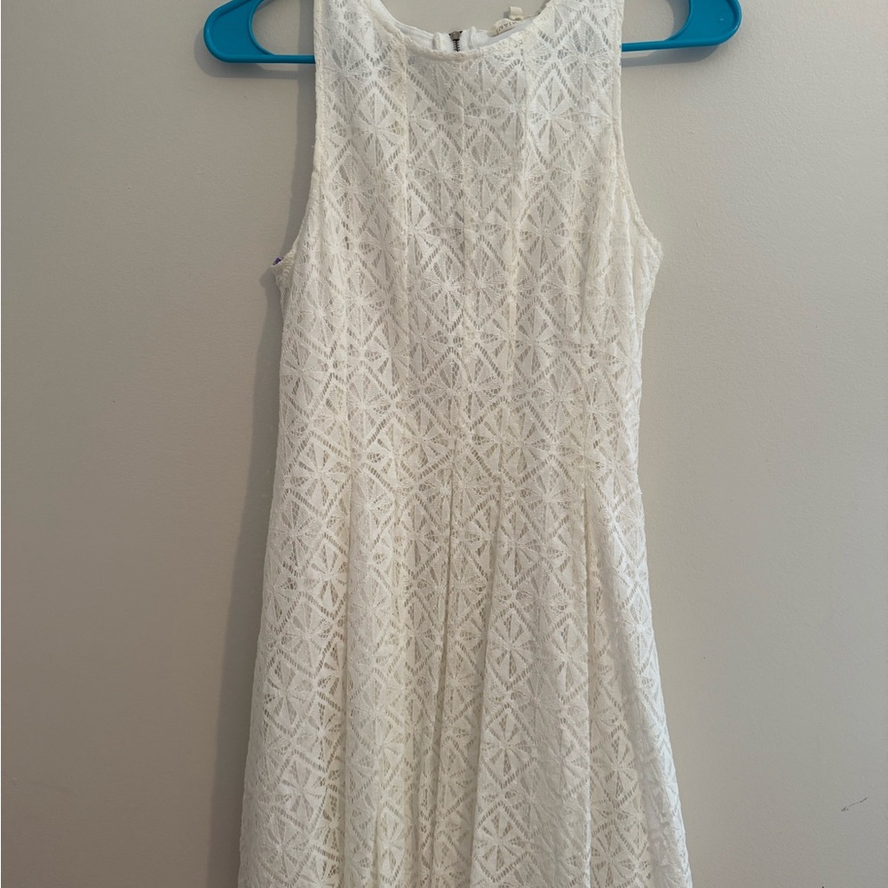 Main Strip White Textured Midi Dress